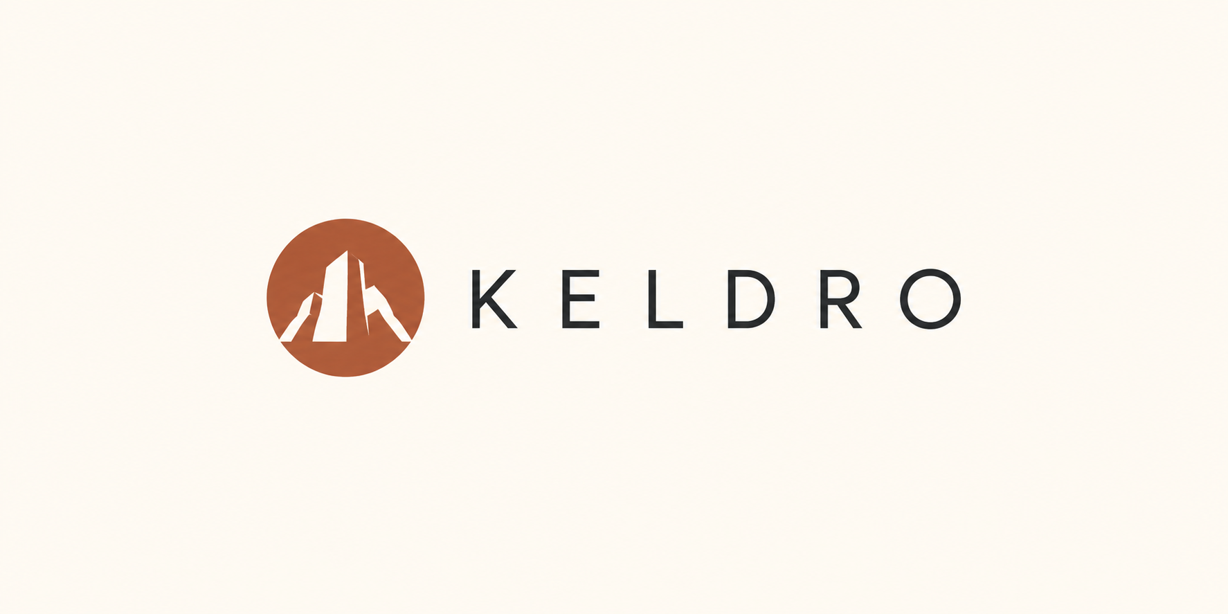 KELDRO wordmark with a monolith mountain symbol